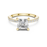 Gold 2Ct Asscher Pave Lab Grown Diamond Kilji Ring