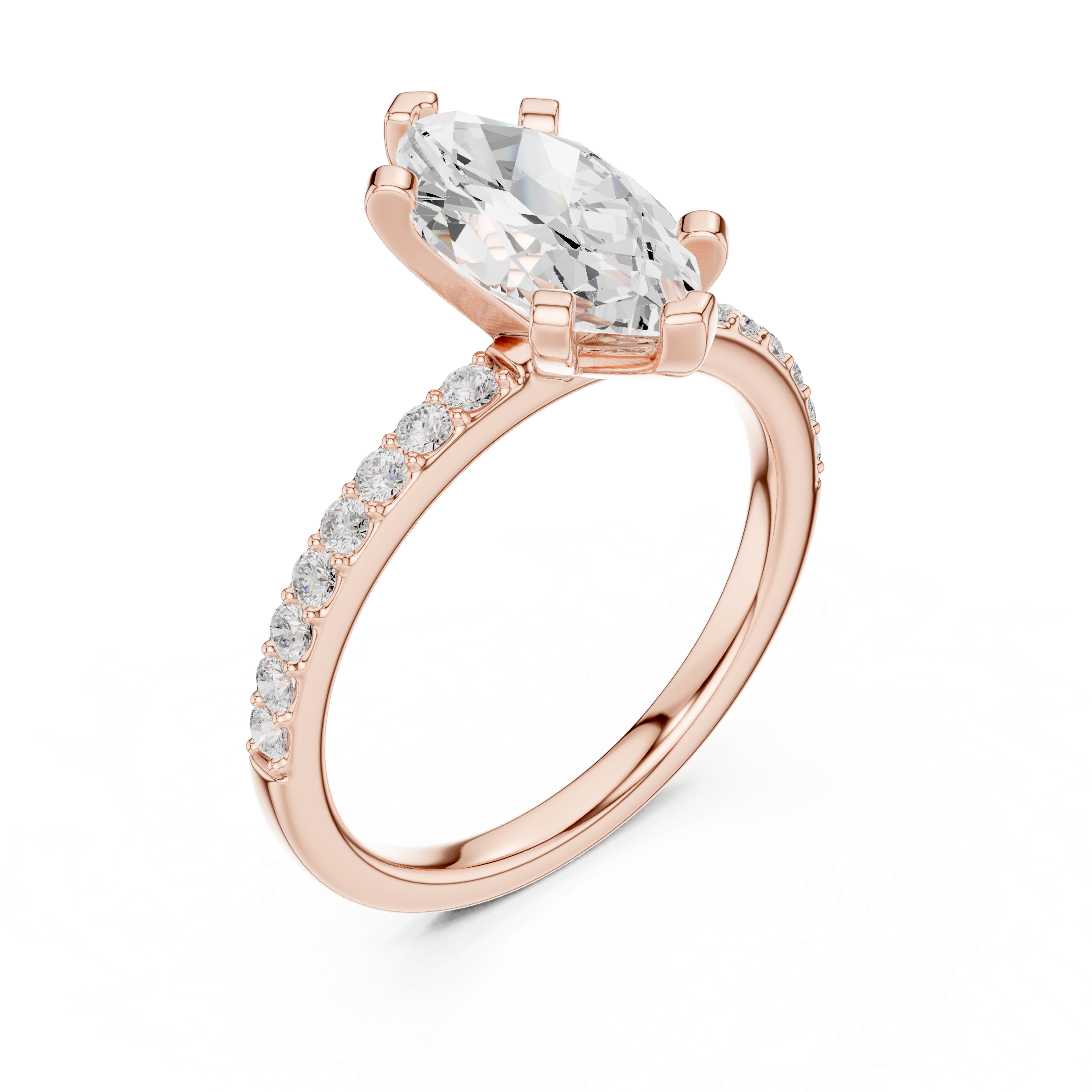 Gold 2Ct Marquise Cut Pave Lab Grown Diamond Jeselle Ring