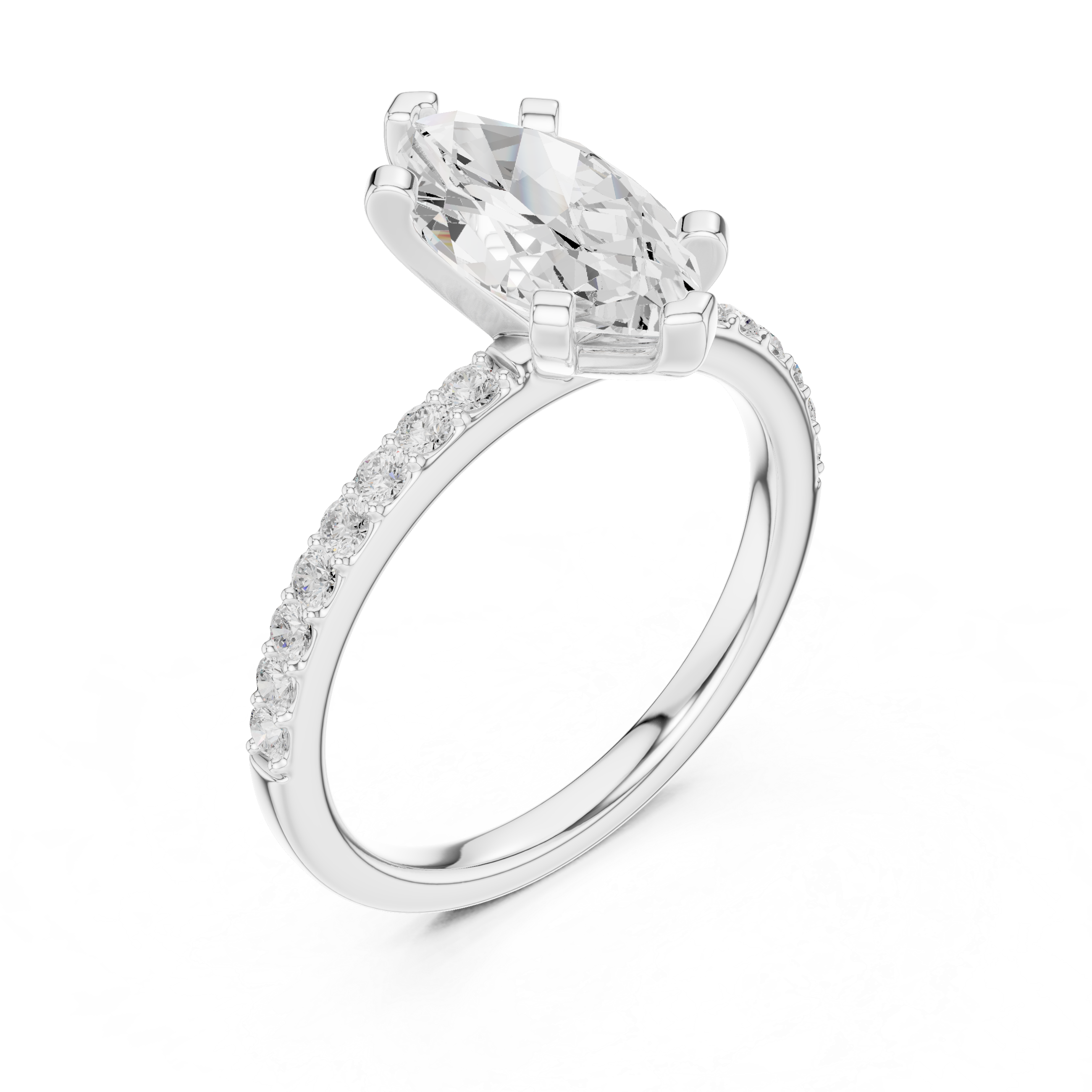 Gold 2Ct Marquise Cut Pave Lab Grown Diamond Jeselle Ring