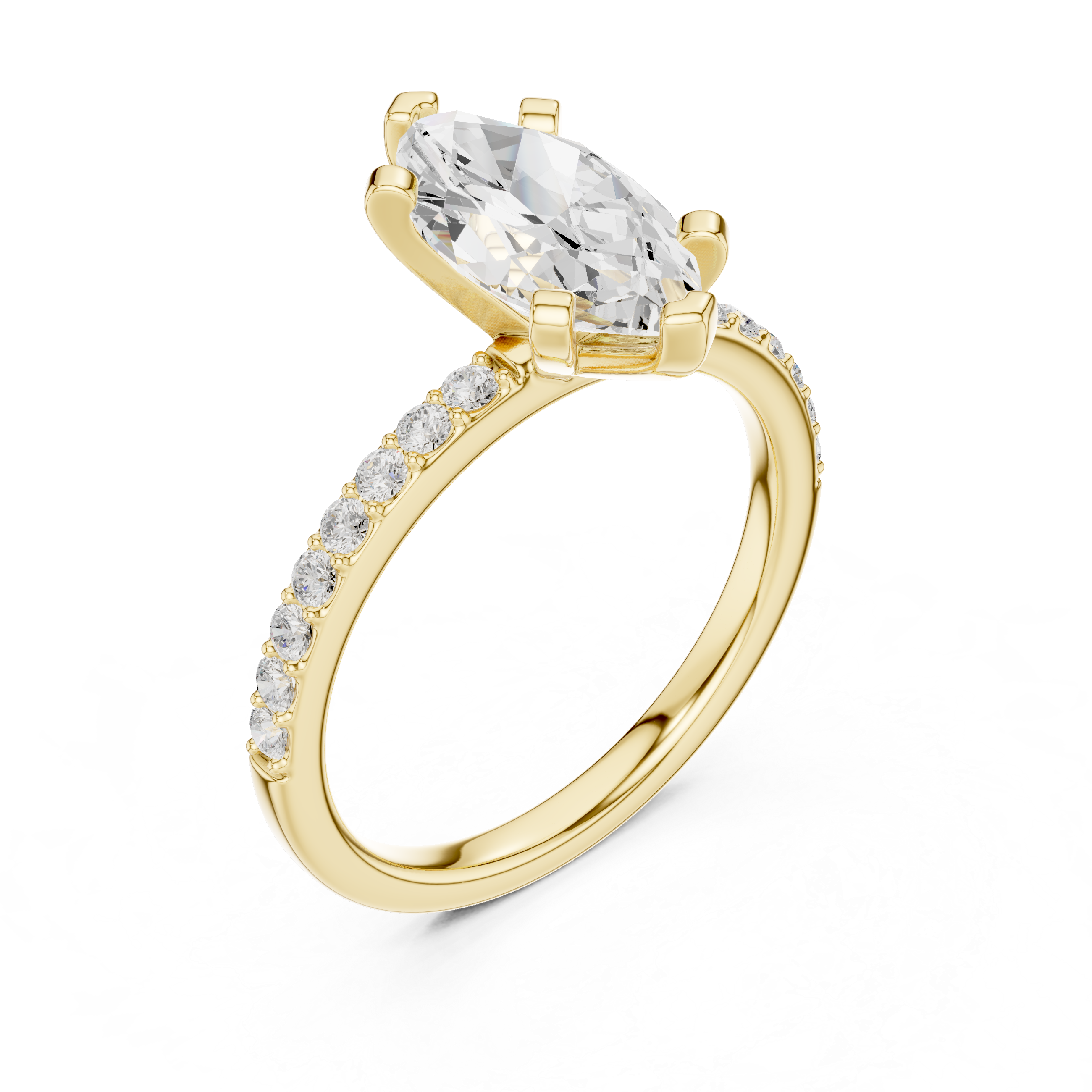 Gold 2Ct Marquise Cut Pave Lab Grown Diamond Jeselle Ring