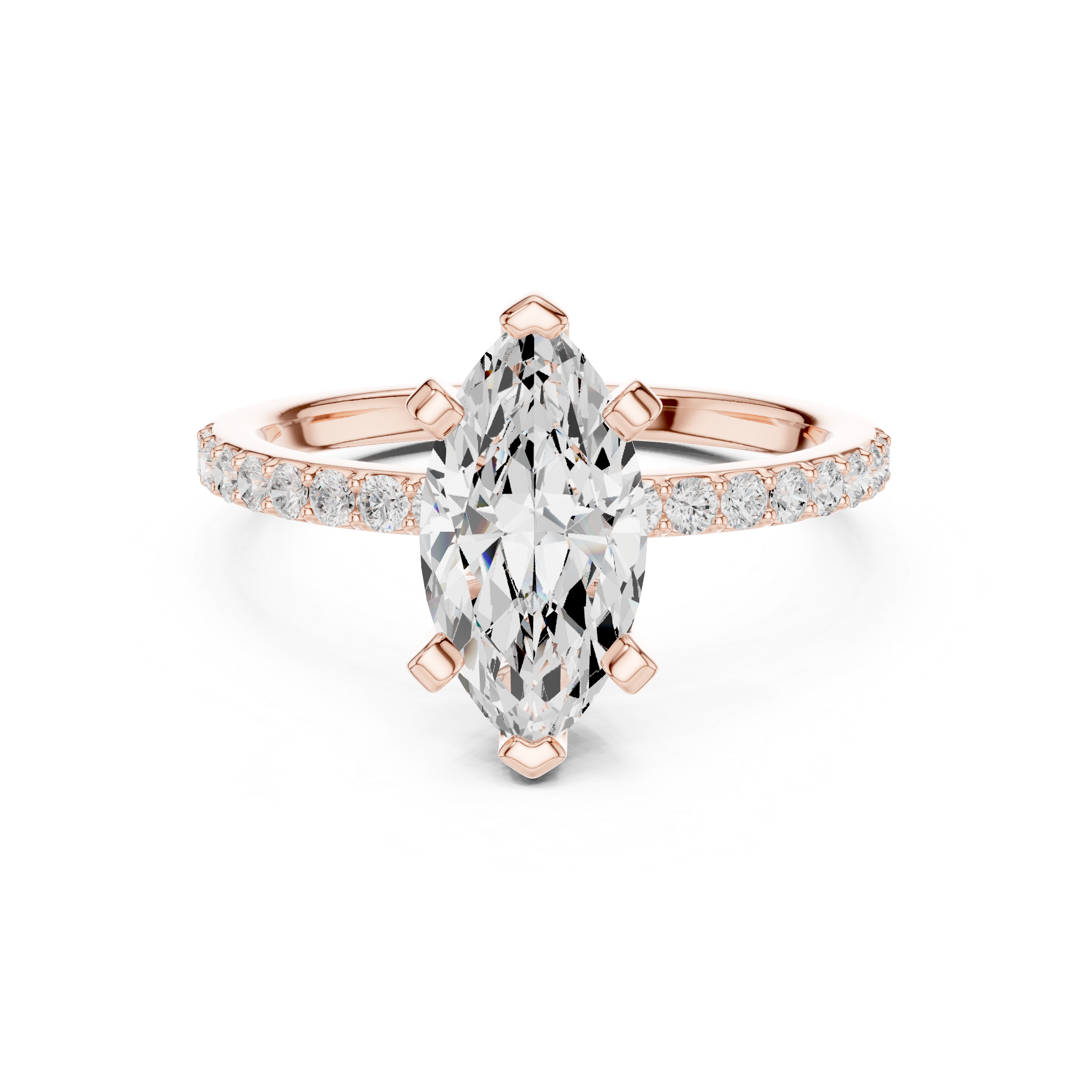 Gold 2Ct Marquise Cut Pave Lab Grown Diamond Jeselle Ring