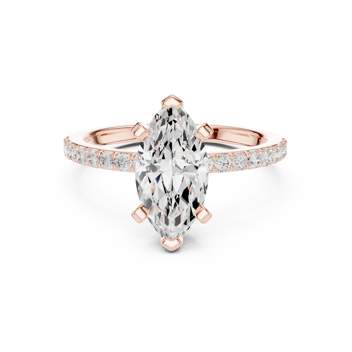 Gold 2Ct Marquise Cut Pave Lab Grown Diamond Jeselle Ring