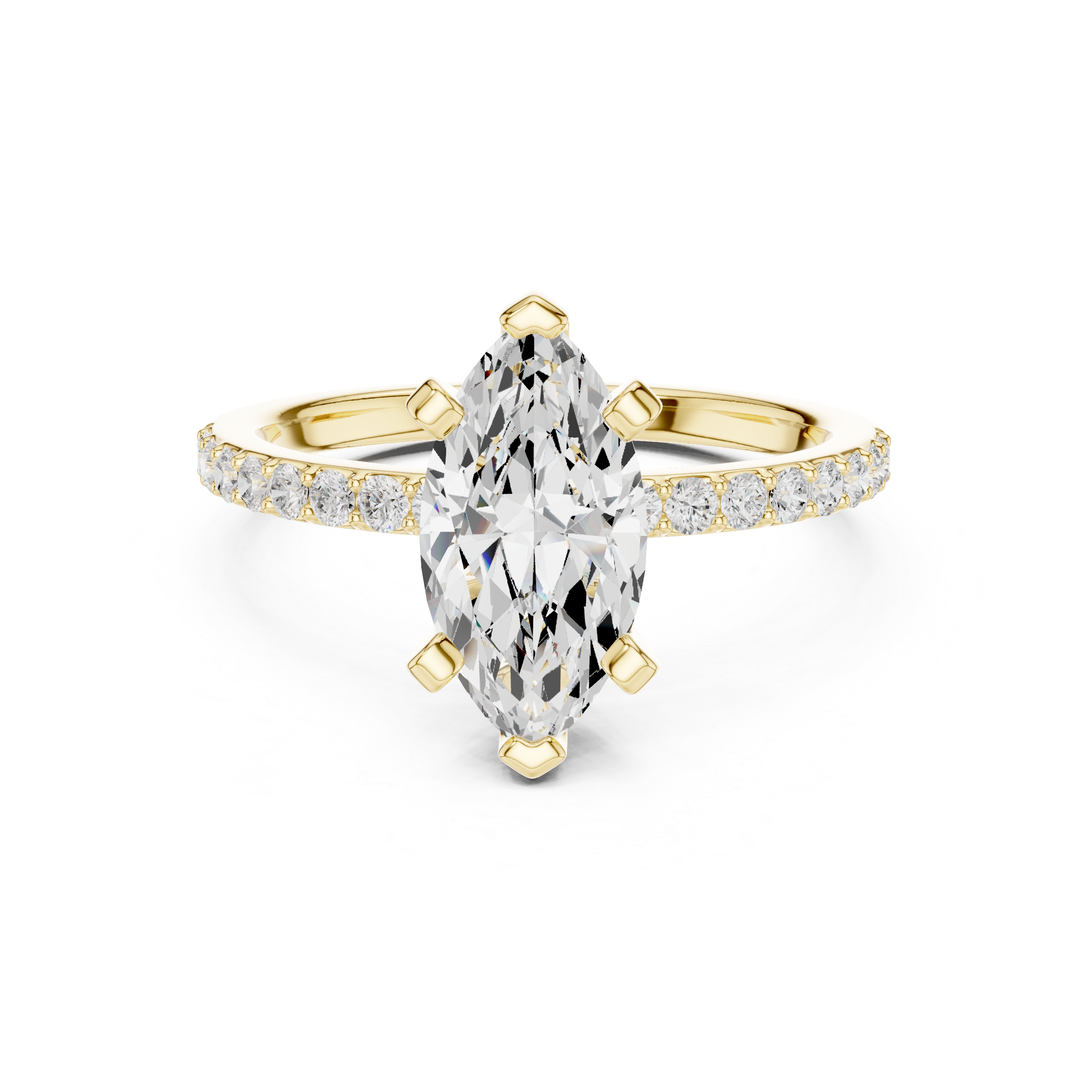 Gold 2Ct Marquise Cut Pave Lab Grown Diamond Jeselle Ring