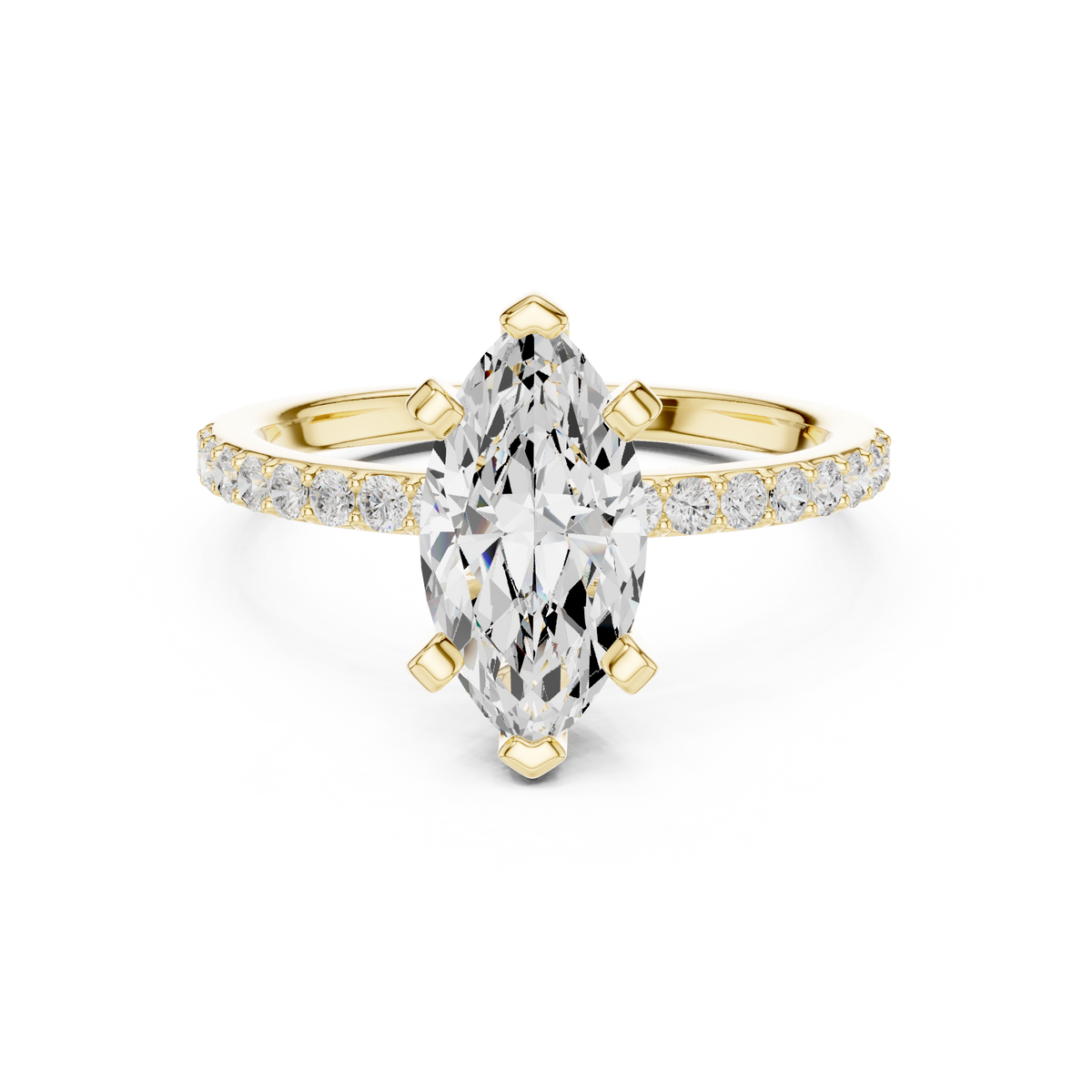 Gold 2Ct Marquise Cut Pave Lab Grown Diamond Jeselle Ring