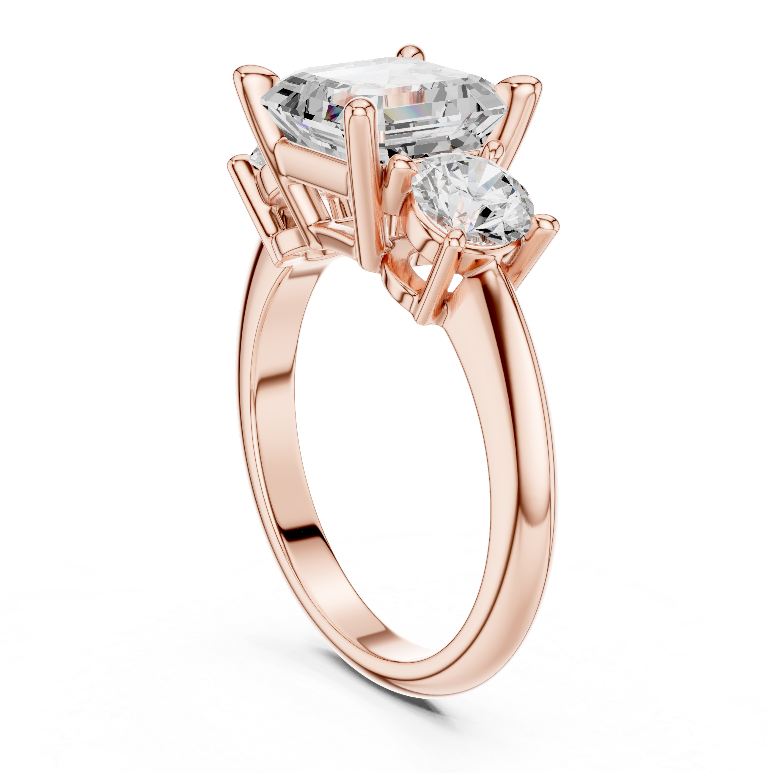 Gold 2 5Ct Asscher Three Stone Lab Grown Diamond Jesira Ring