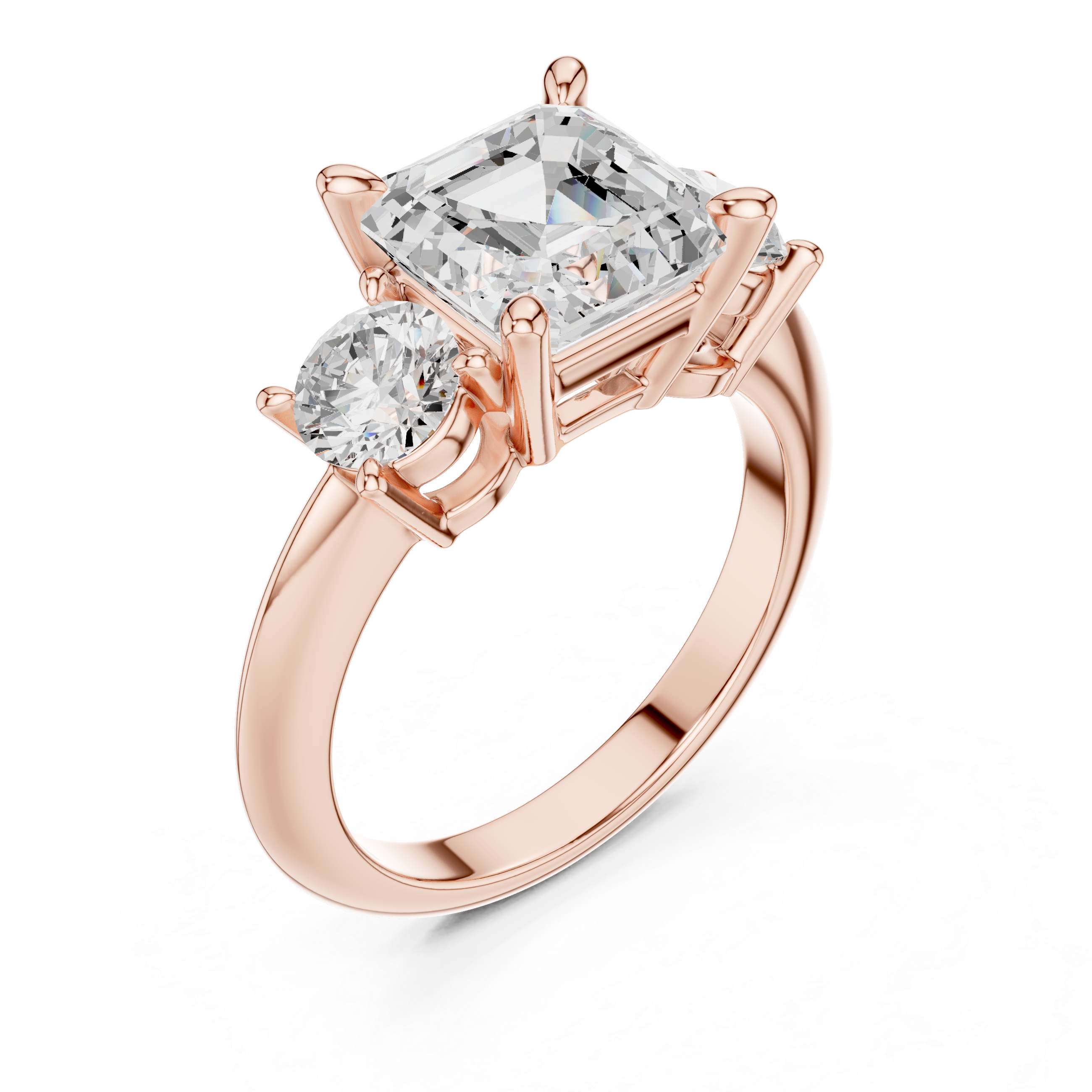 Gold 2 5Ct Asscher Three Stone Lab Grown Diamond Jesira Ring