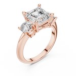 Gold 2 5Ct Asscher Three Stone Lab Grown Diamond Jesira Ring