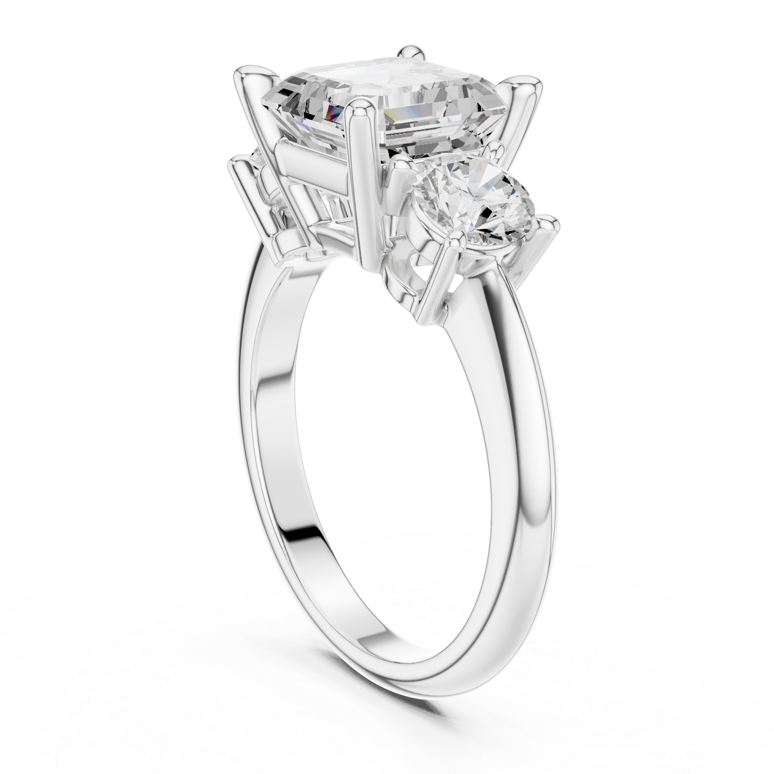 Gold 2 5Ct Asscher Three Stone Lab Grown Diamond Jesira Ring