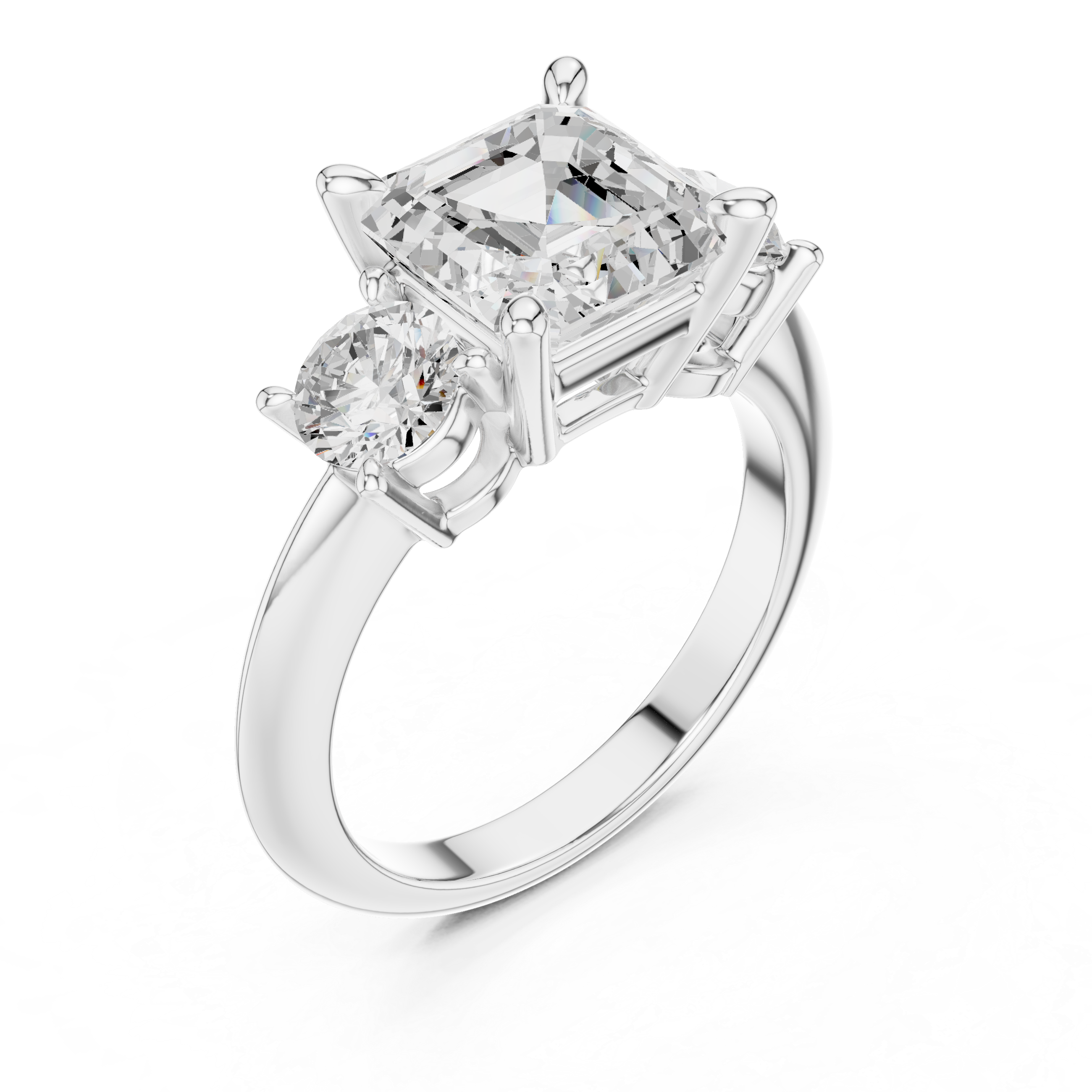 Gold 2 5Ct Asscher Three Stone Lab Grown Diamond Jesira Ring