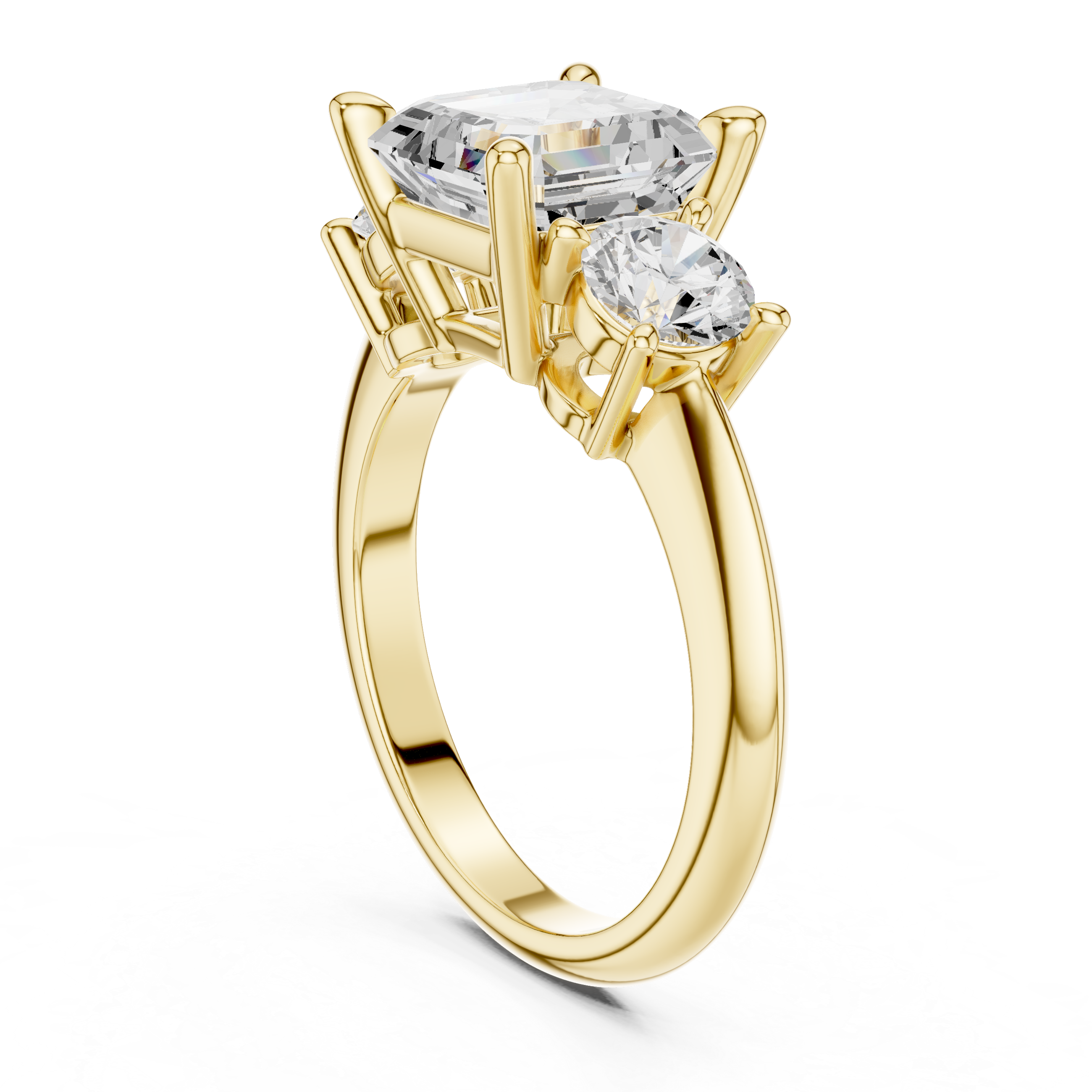 Gold 2 5Ct Asscher Three Stone Lab Grown Diamond Jesira Ring