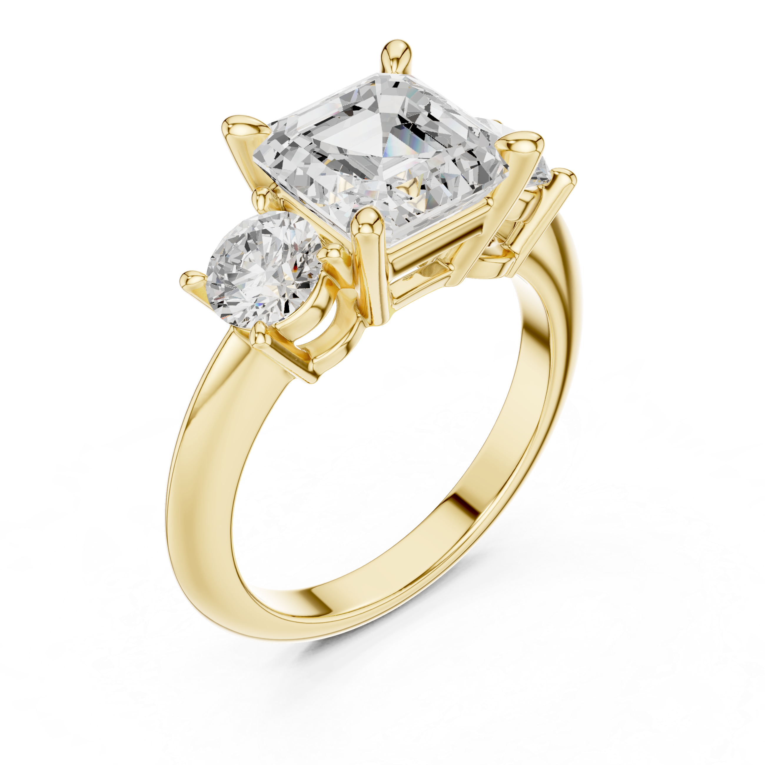 Gold 2 5Ct Asscher Three Stone Lab Grown Diamond Jesira Ring