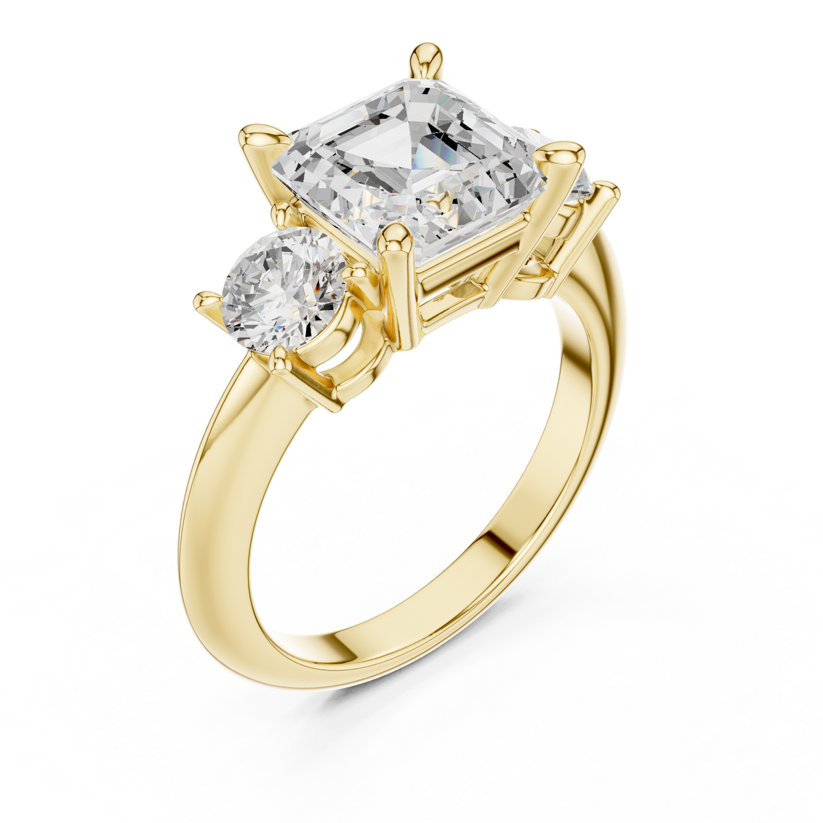 Gold 2 5Ct Asscher Three Stone Lab Grown Diamond Jesira Ring