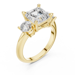 Gold 2 5Ct Asscher Three Stone Lab Grown Diamond Jesira Ring