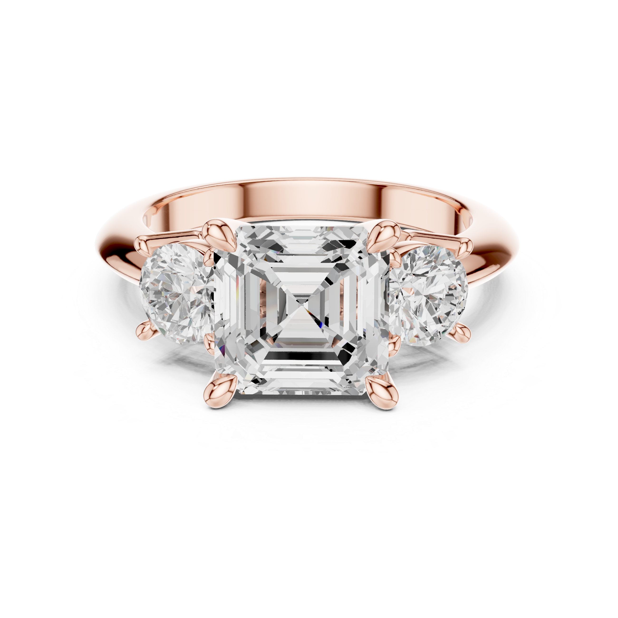 Gold 2 5Ct Asscher Three Stone Lab Grown Diamond Jesira Ring