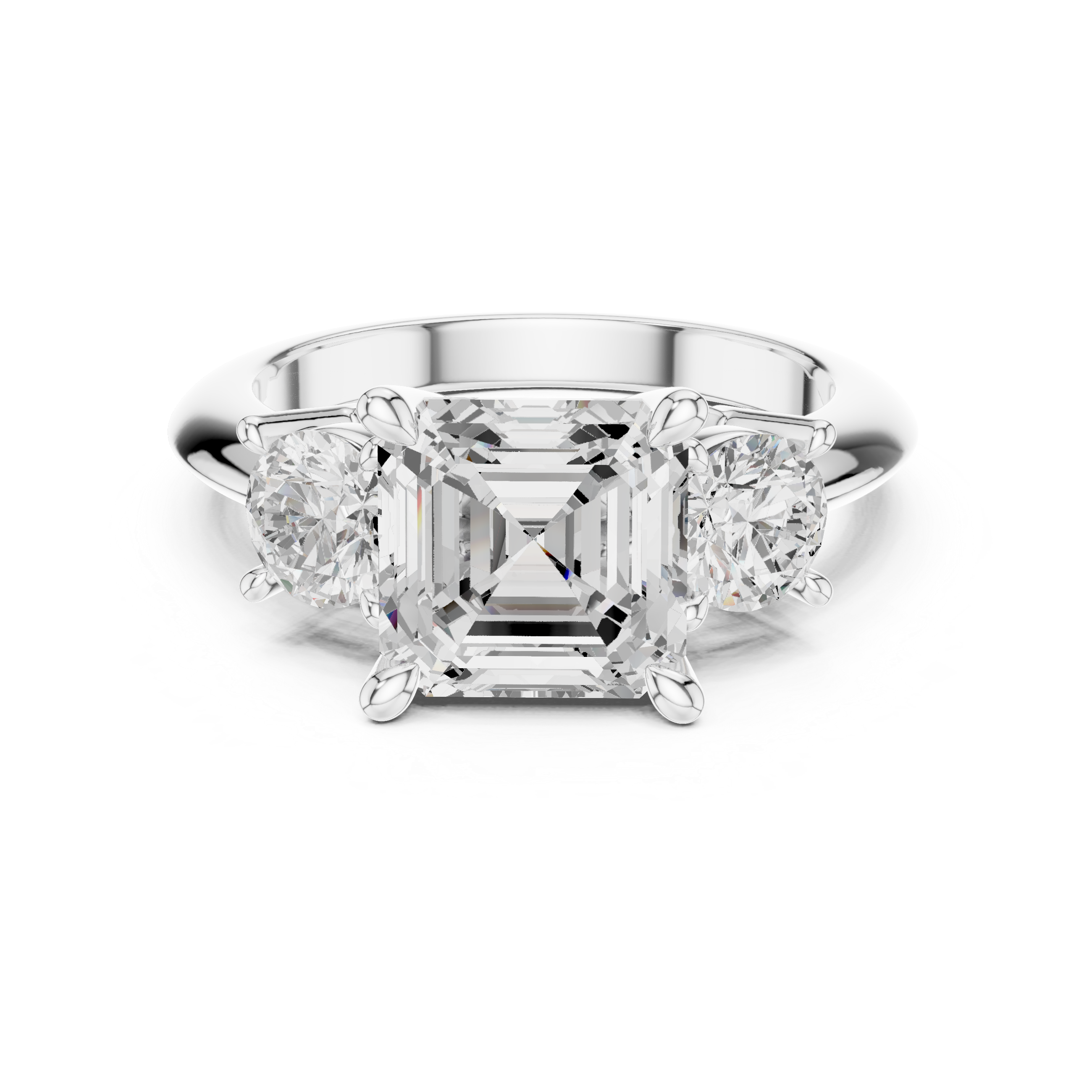 Gold 2 5Ct Asscher Three Stone Lab Grown Diamond Jesira Ring