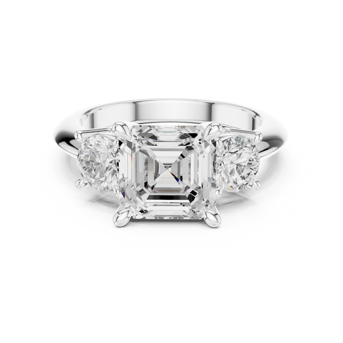 Gold 2 5Ct Asscher Three Stone Lab Grown Diamond Jesira Ring