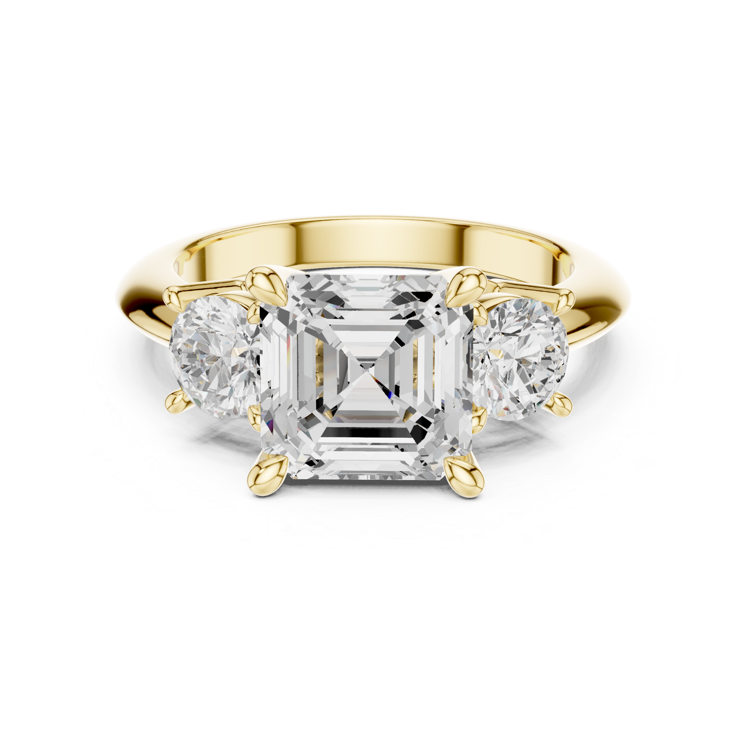 Gold 2 5Ct Asscher Three Stone Lab Grown Diamond Jesira Ring