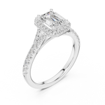 Gold 1Ct Emerald Cut Halo Pave Split Shank Lab Grown Diamond Mirara Ring