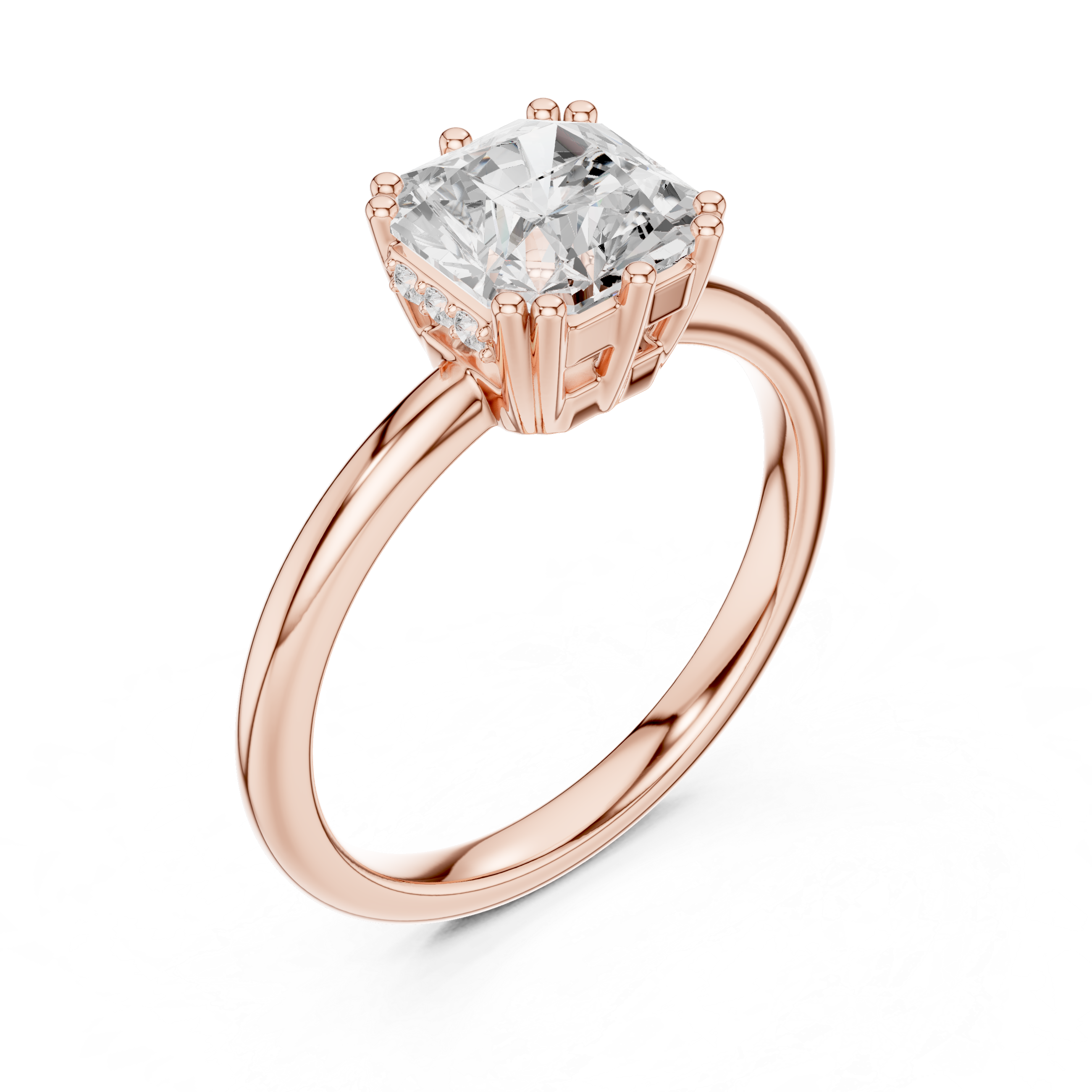 Gold 2Ct Radiant Cut Solitaire Lab Grown Diamond Sorella Ring