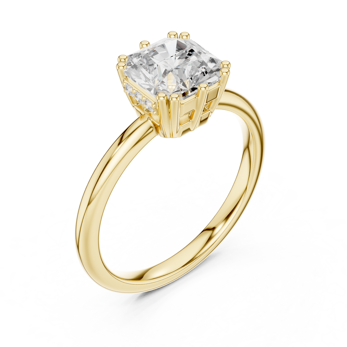 Gold 2Ct Radiant Cut Solitaire Lab Grown Diamond Sorella Ring
