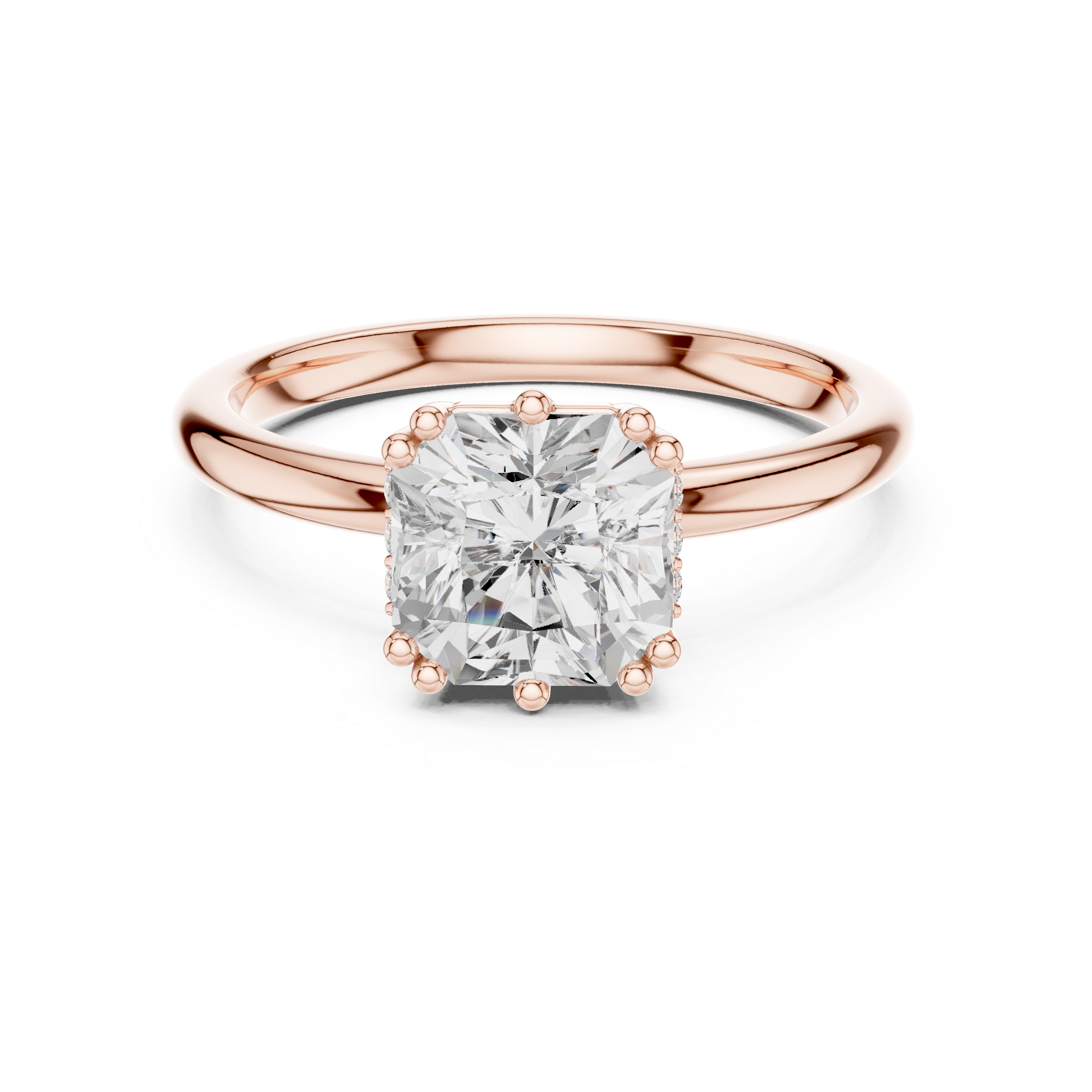 Gold 2Ct Radiant Cut Solitaire Lab Grown Diamond Sorella Ring