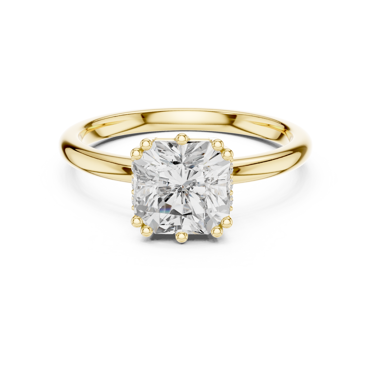 Gold 2Ct Radiant Cut Solitaire Lab Grown Diamond Sorella Ring