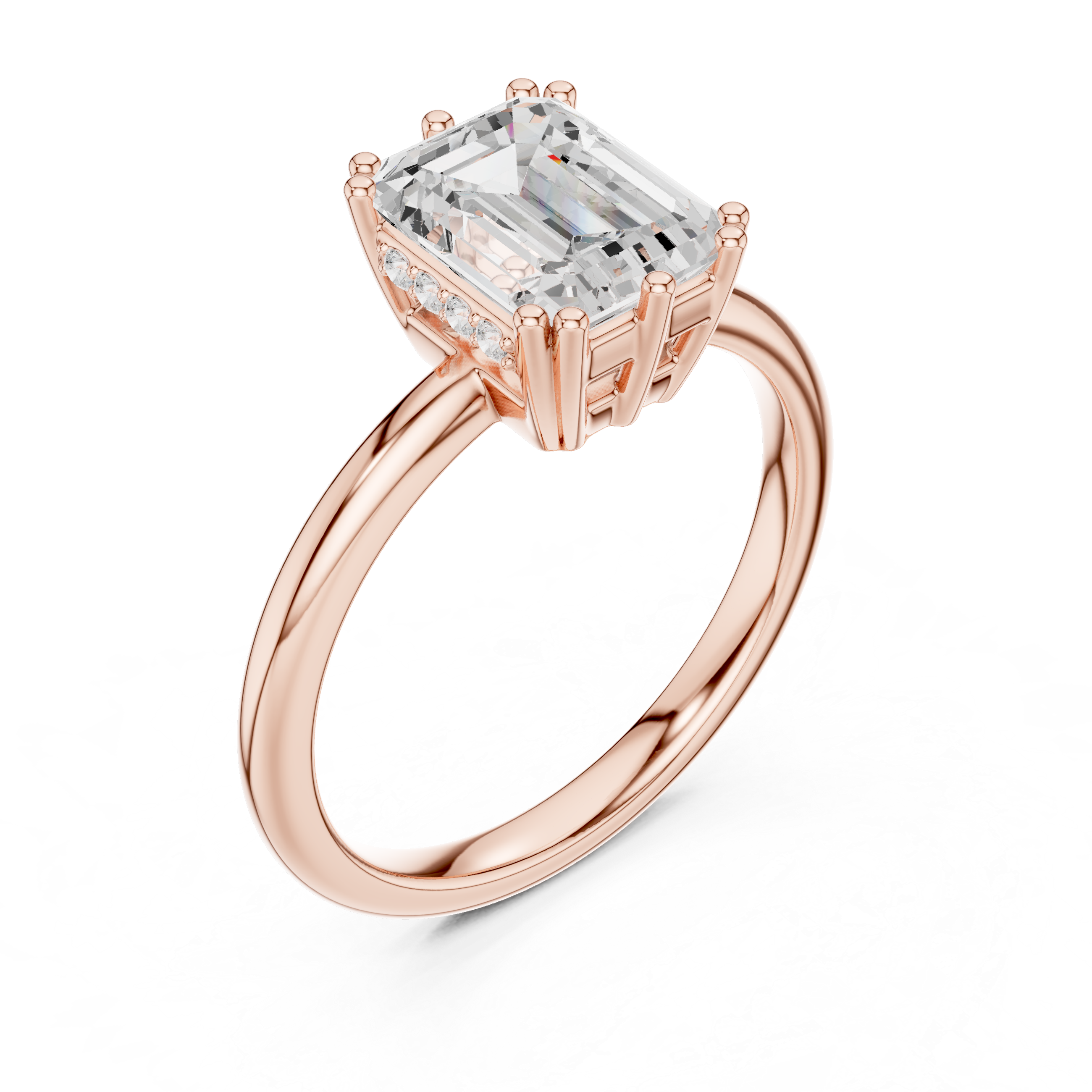 Gold 2Ct Emerald Cut Solitaire Lab Grown Diamond Ravena Ring