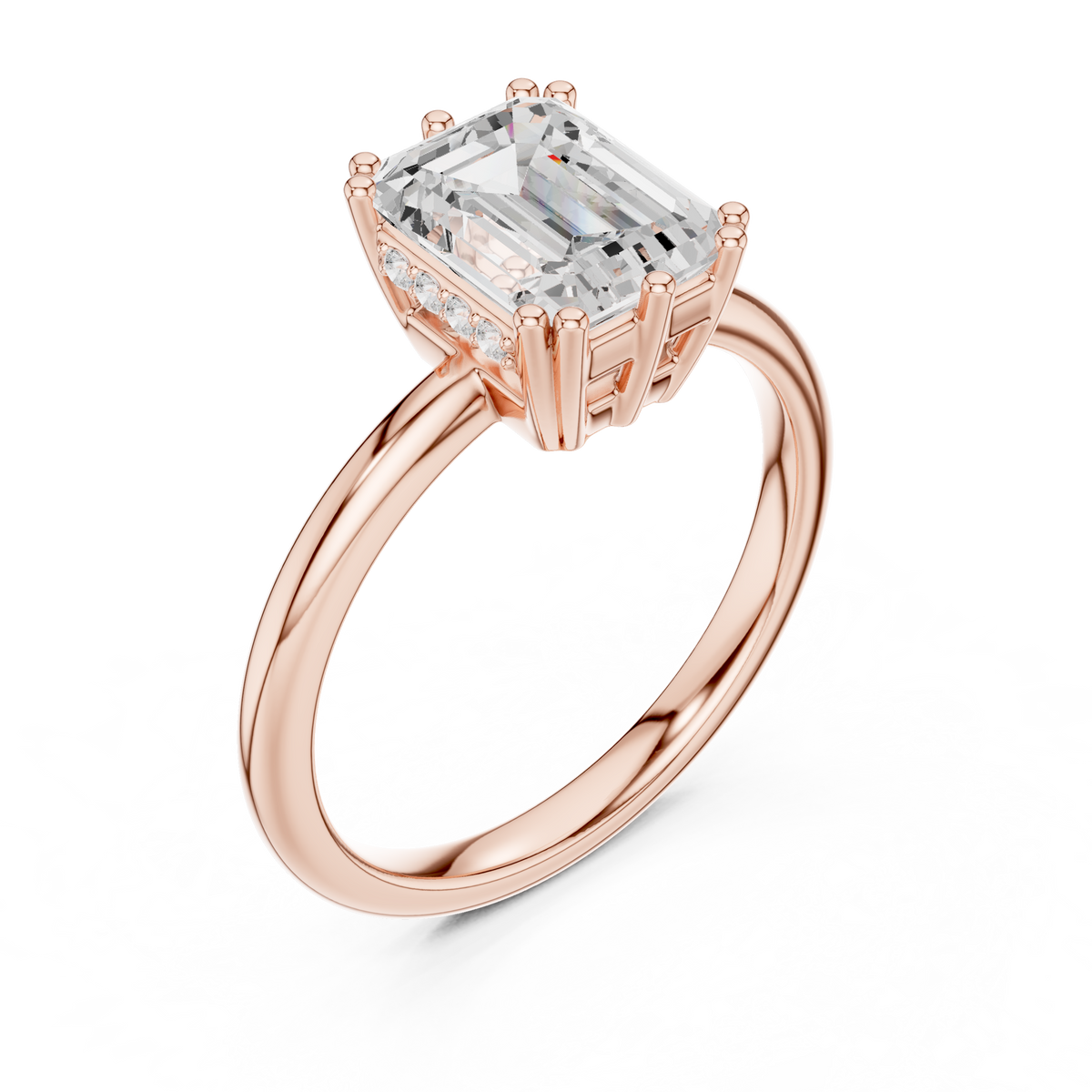 Gold 2Ct Emerald Cut Solitaire Lab Grown Diamond Ravena Ring