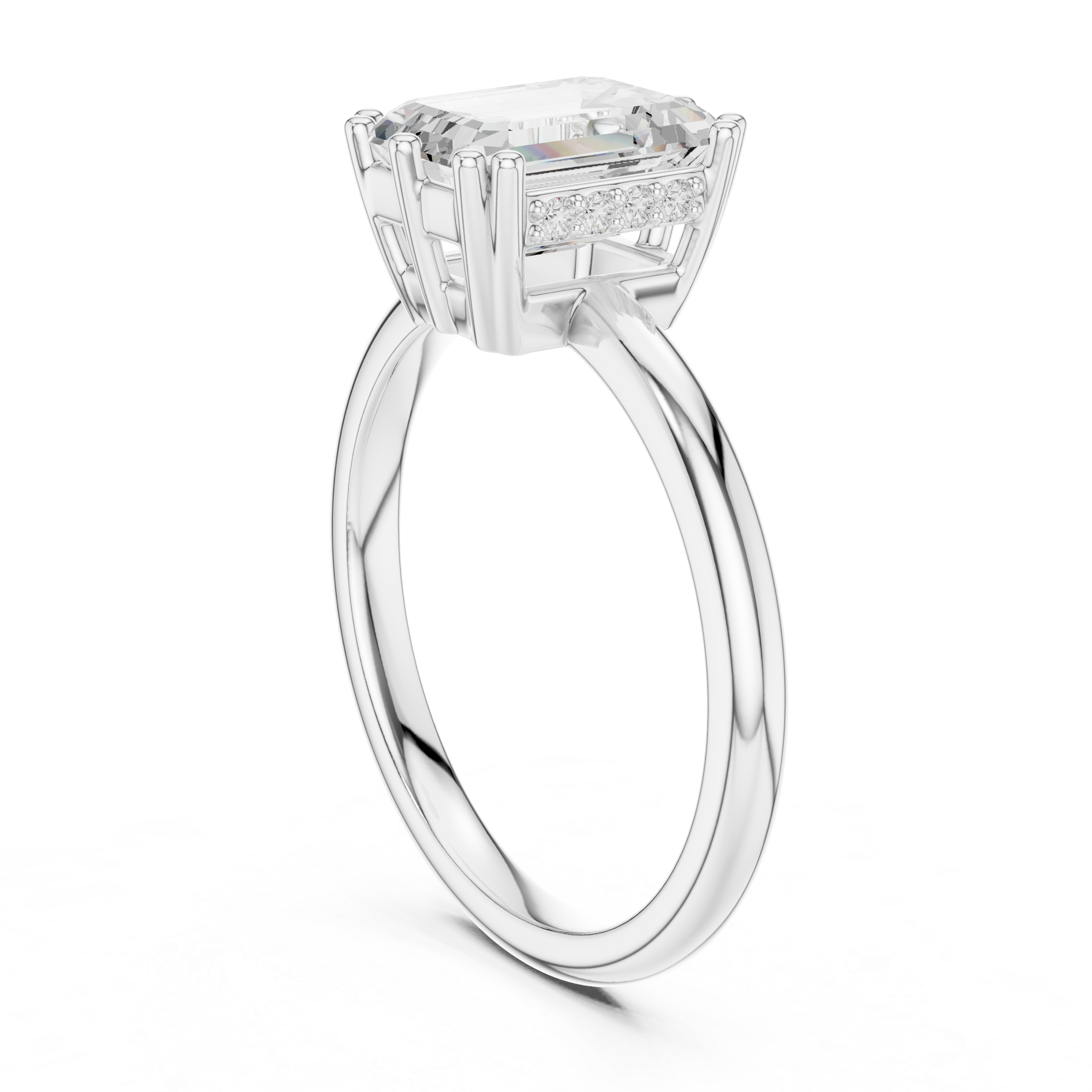 Gold 2Ct Emerald Cut Solitaire Lab Grown Diamond Ravena Ring