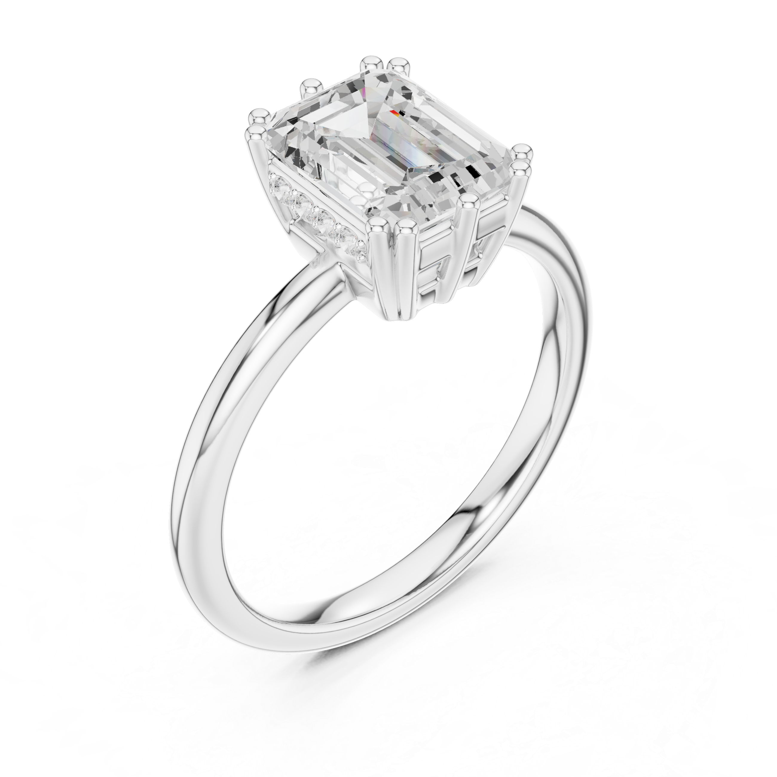 Gold 2Ct Emerald Cut Solitaire Lab Grown Diamond Ravena Ring
