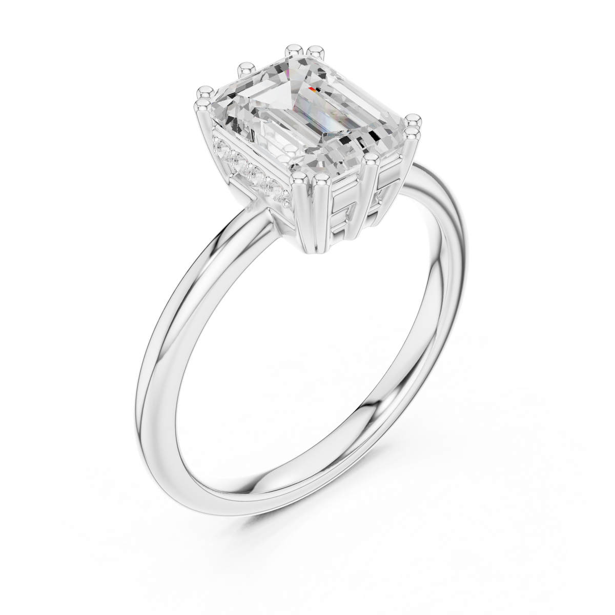 Gold 2Ct Emerald Cut Solitaire Lab Grown Diamond Ravena Ring