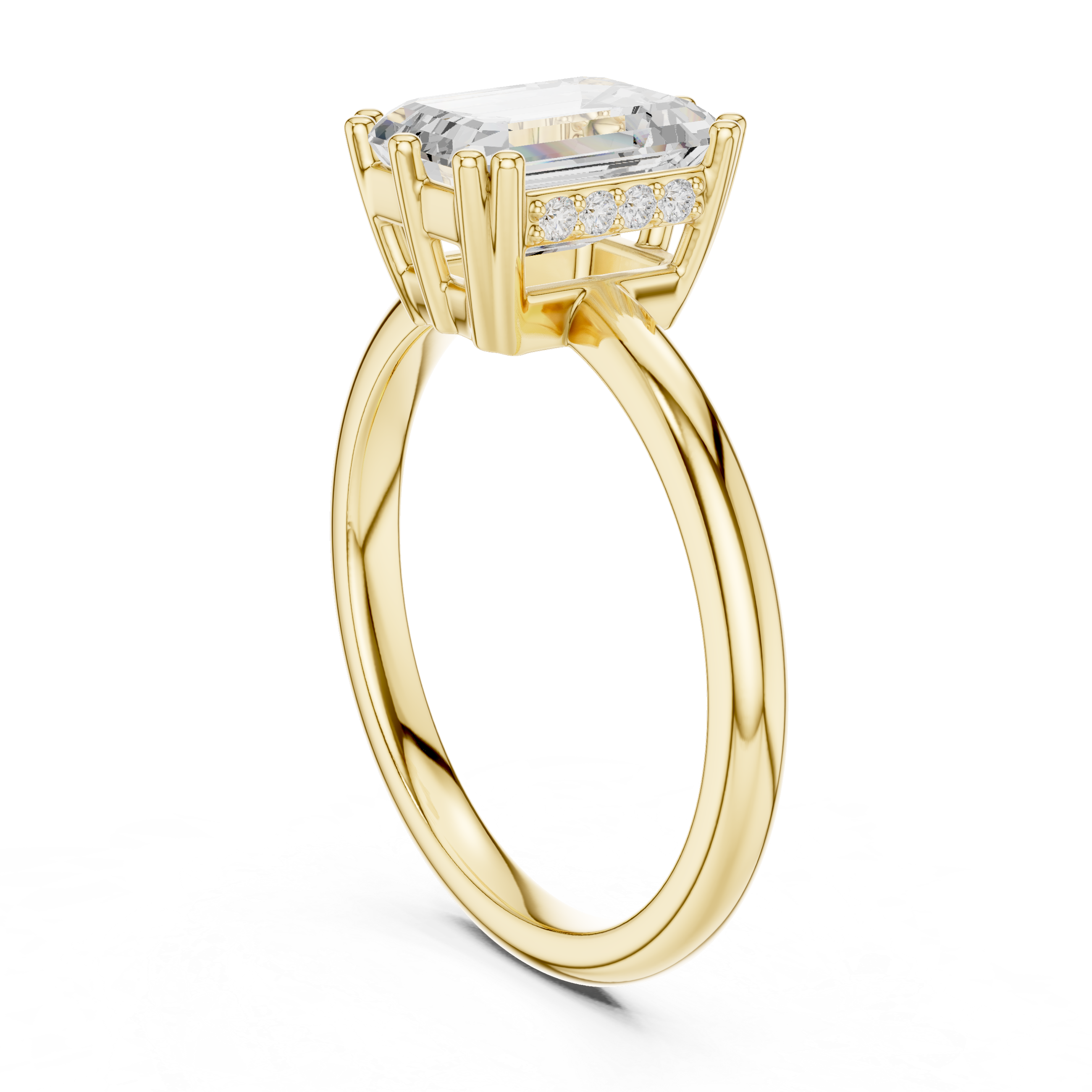 Gold 2Ct Emerald Cut Solitaire Lab Grown Diamond Ravena Ring