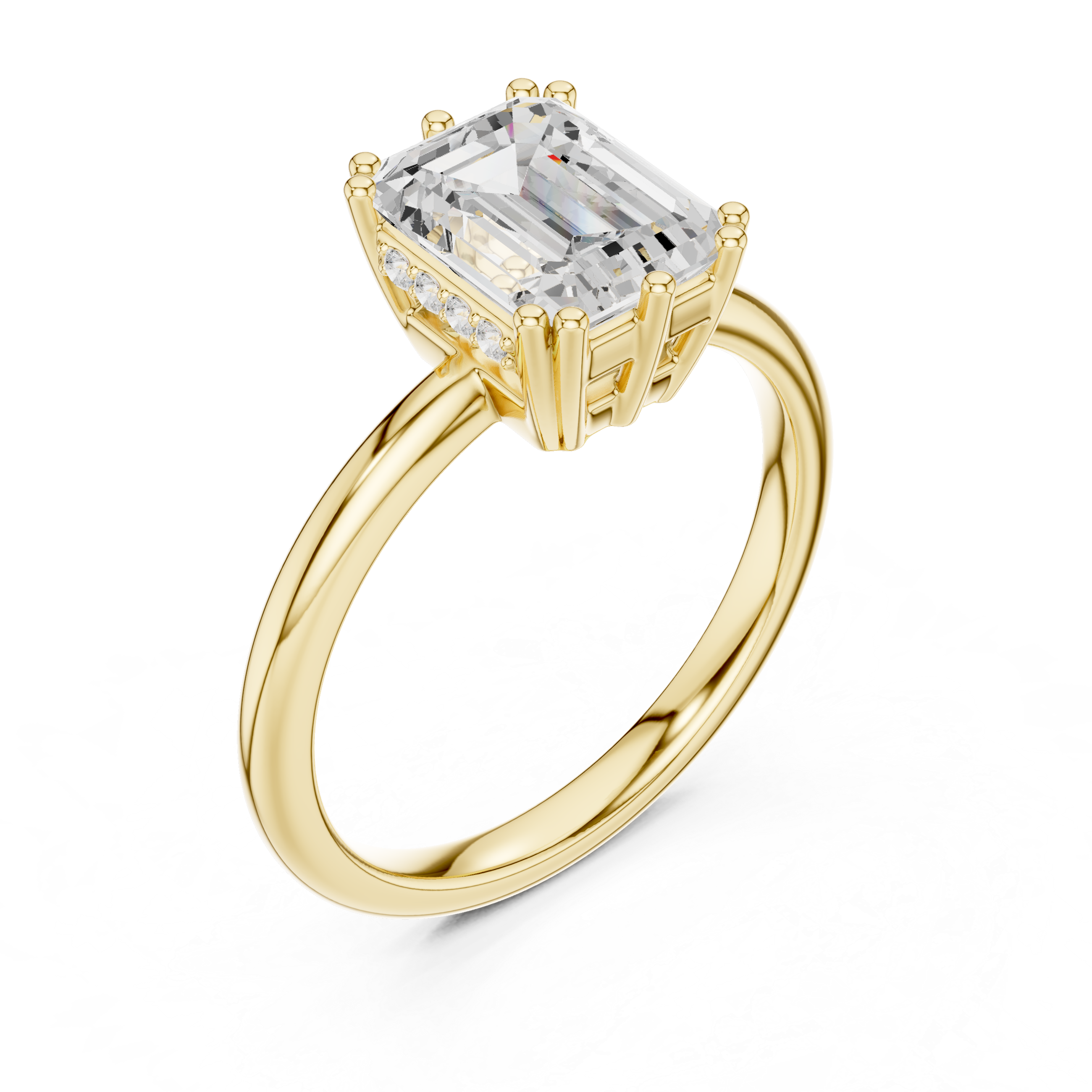 Gold 2Ct Emerald Cut Solitaire Lab Grown Diamond Ravena Ring