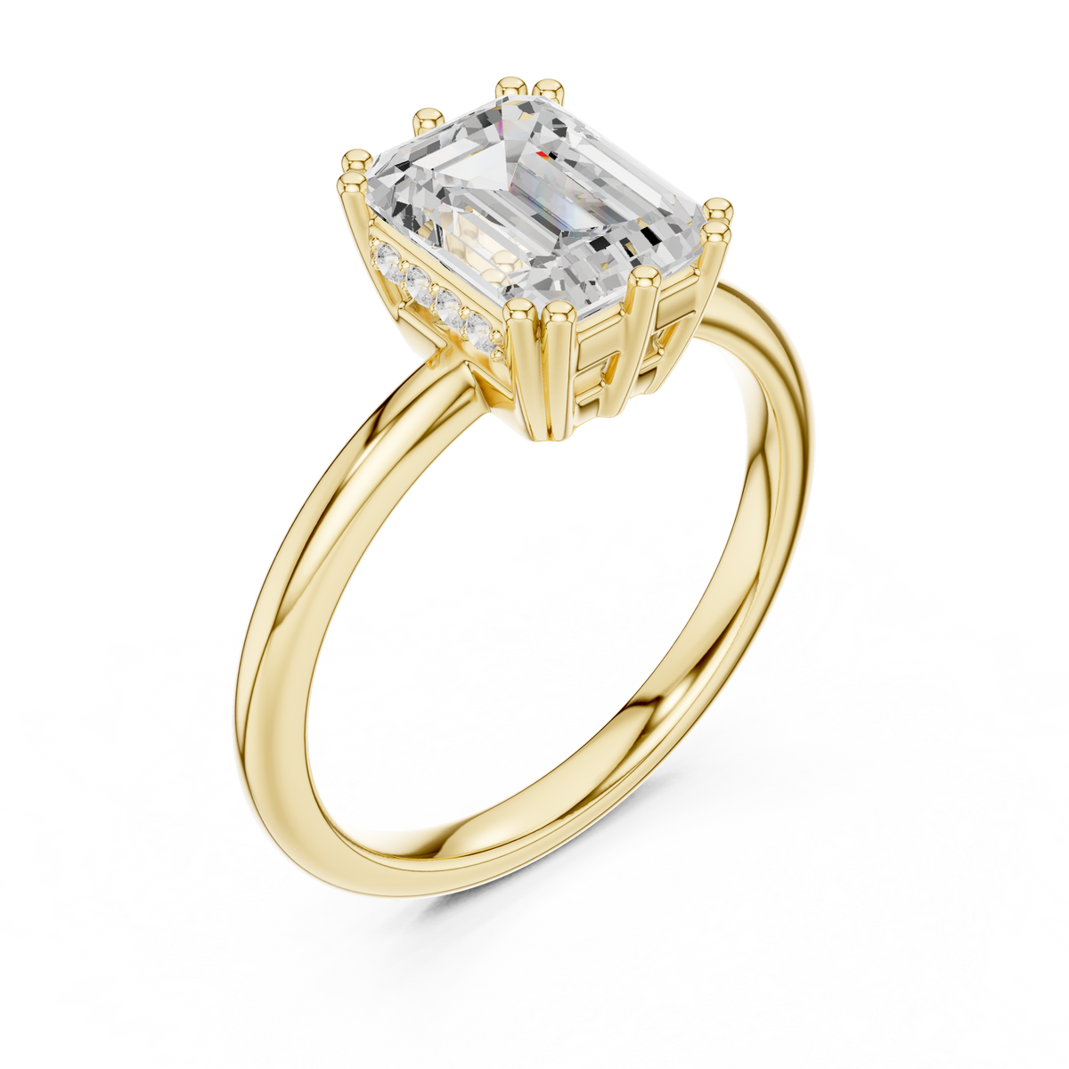Gold 2Ct Emerald Cut Solitaire Lab Grown Diamond Ravena Ring