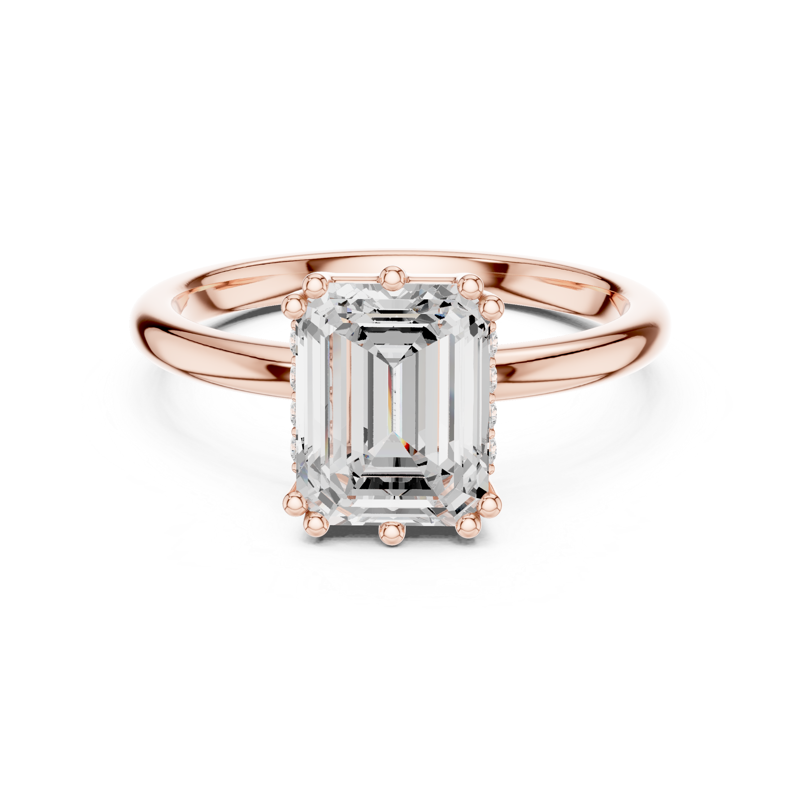 Gold 2Ct Emerald Cut Solitaire Lab Grown Diamond Ravena Ring