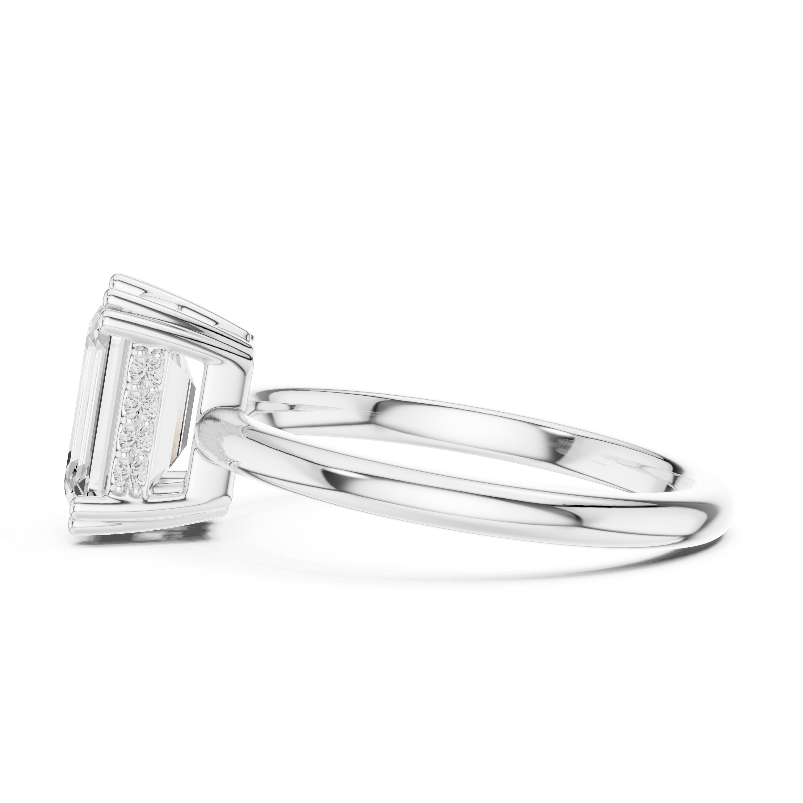 Gold 2Ct Emerald Cut Solitaire Lab Grown Diamond Ravena Ring