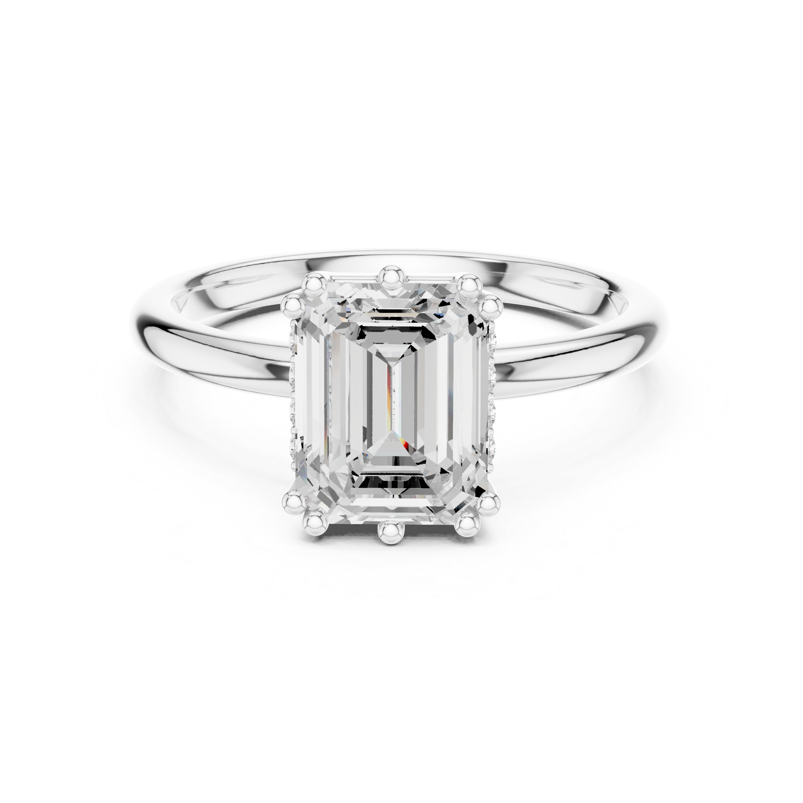 Gold 2Ct Emerald Cut Solitaire Lab Grown Diamond Ravena Ring