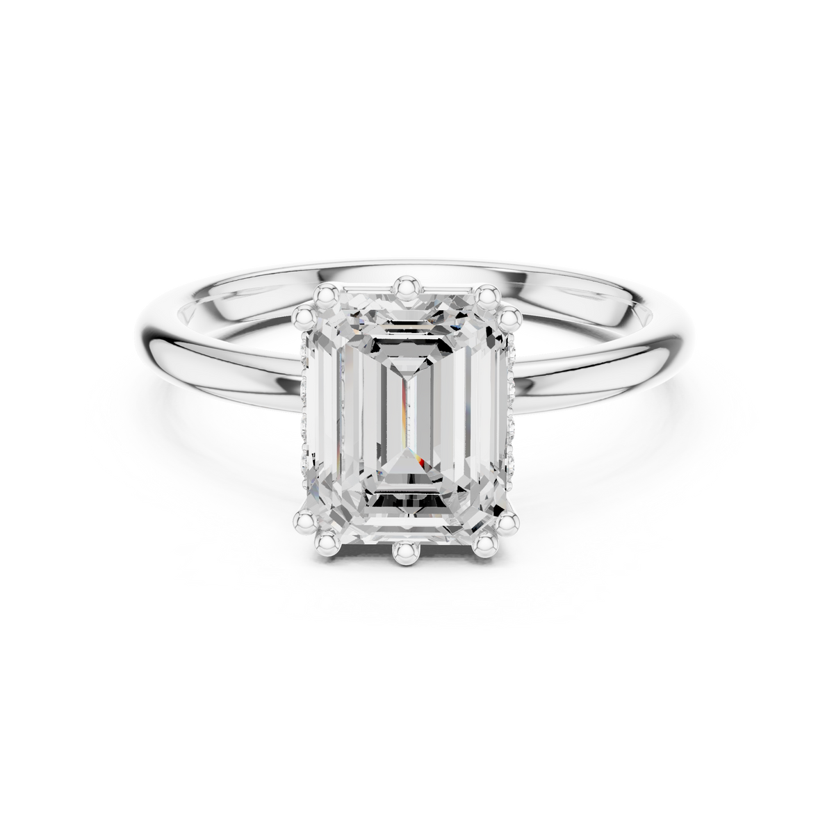 Gold 2Ct Emerald Cut Solitaire Lab Grown Diamond Ravena Ring
