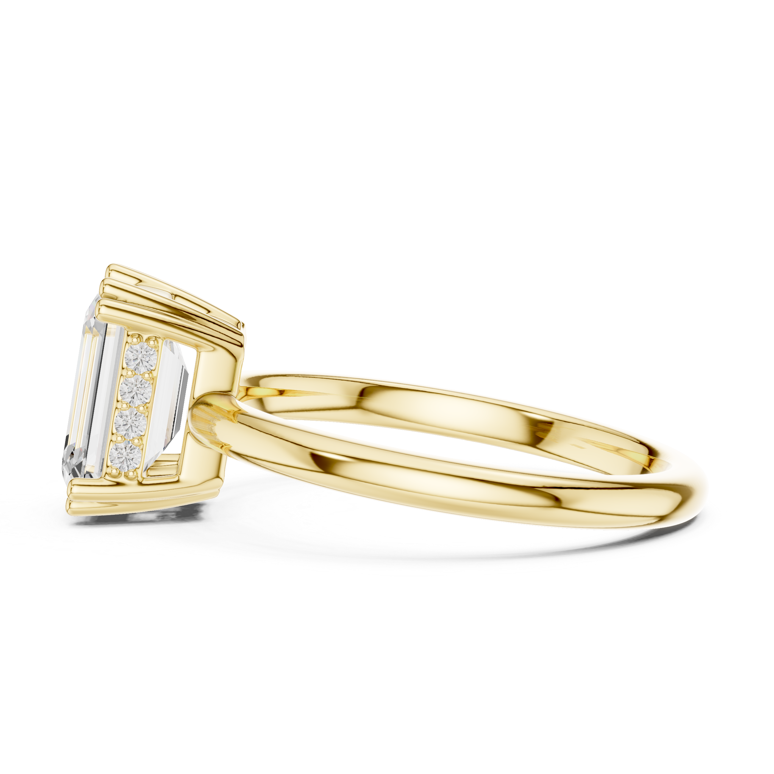 Gold 2Ct Emerald Cut Solitaire Lab Grown Diamond Ravena Ring