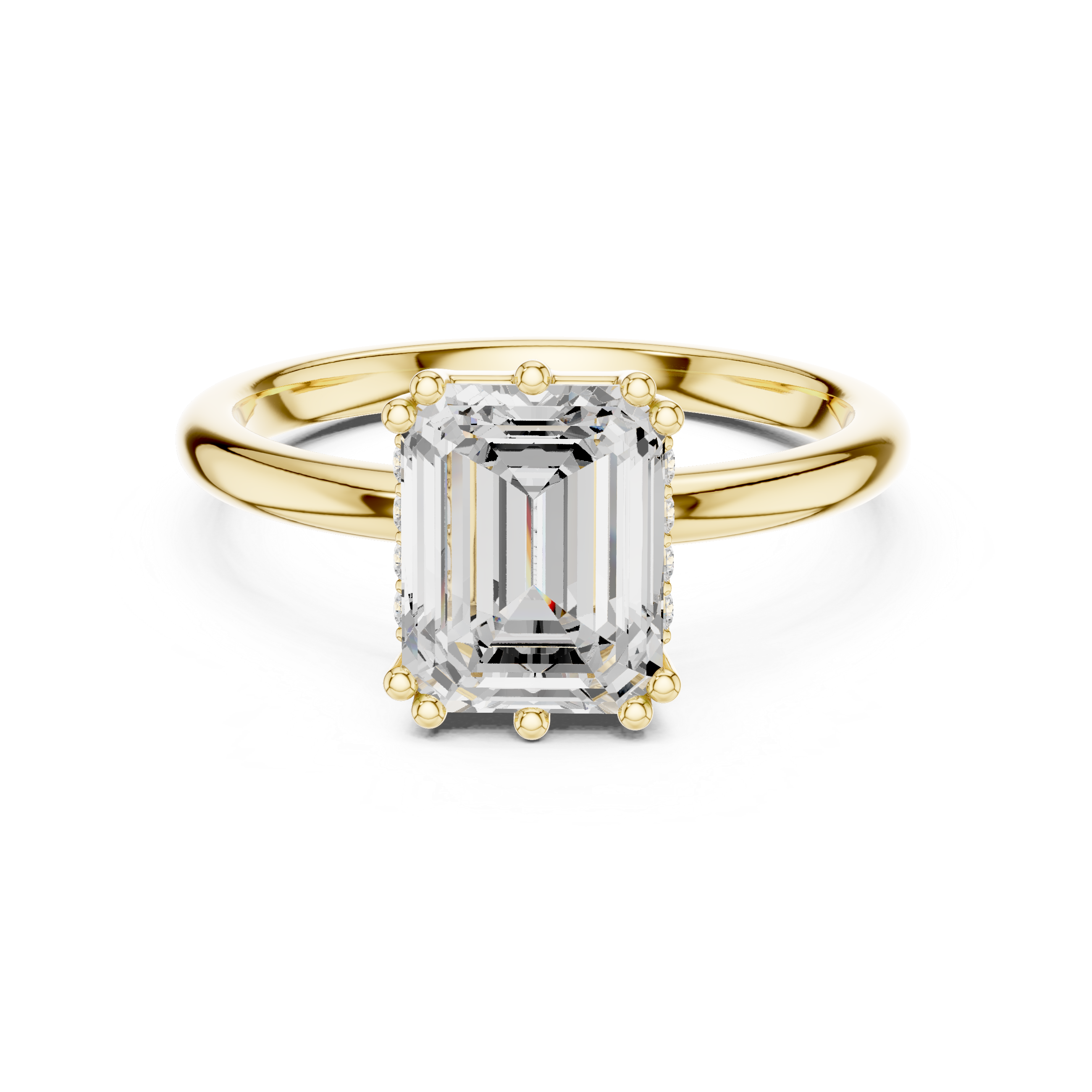 Gold 2Ct Emerald Cut Solitaire Lab Grown Diamond Ravena Ring