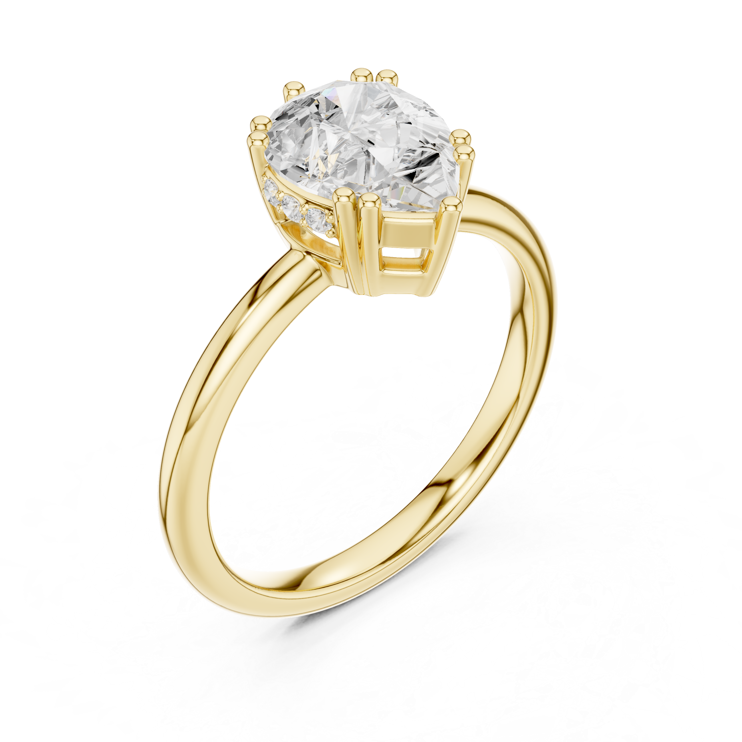 Gold 2Ct Pear Cut Solitaire Lab Grown Diamond Noreya Ring