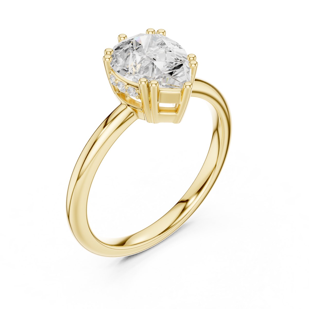 Gold 2Ct Pear Cut Solitaire Lab Grown Diamond Noreya Ring