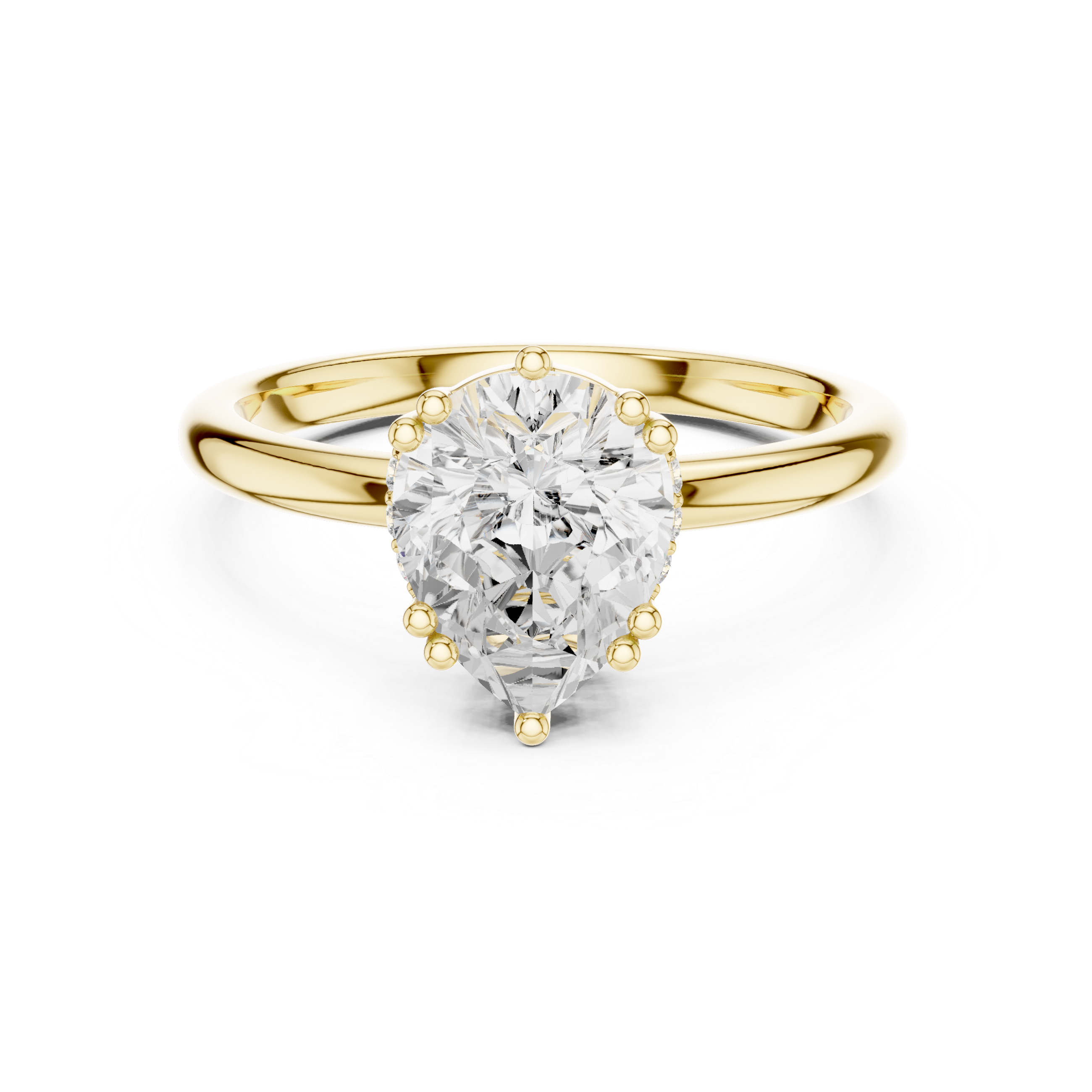 Gold 2Ct Pear Cut Solitaire Lab Grown Diamond Noreya Ring