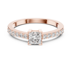 Gold Princess Pave Lab Grown Diamond Engagement Qyrene Ring