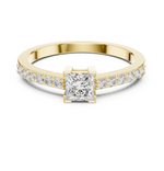 Gold Princess Pave Lab Grown Diamond Engagement Qyrene Ring