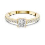Gold Princess Pave Lab Grown Diamond Engagement Qyrene Ring