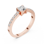 Gold Princess Pave Lab Grown Diamond Engagement Qyrene Ring