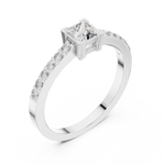 Gold Princess Pave Lab Grown Diamond Engagement Qyrene Ring