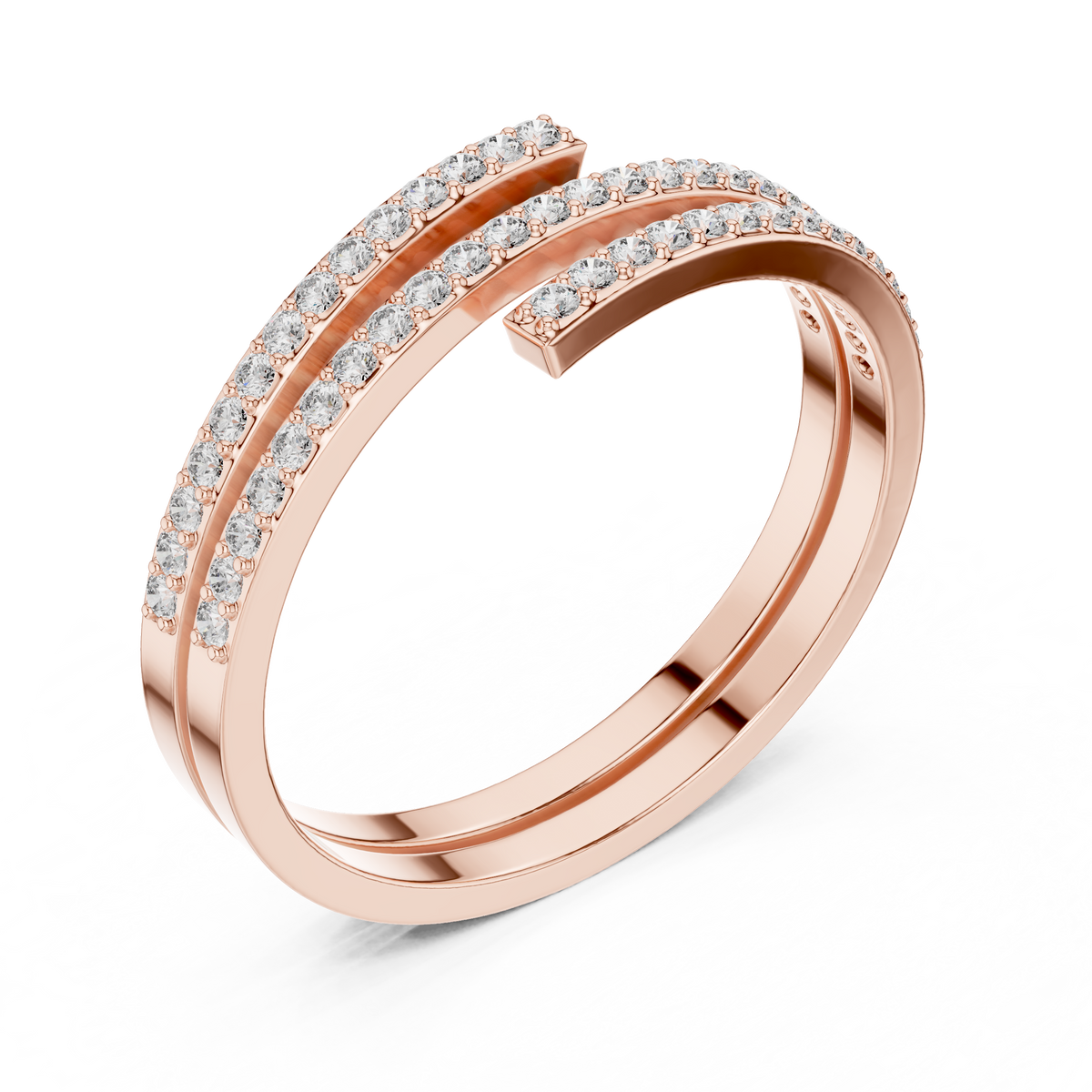 Gold Pave Round Lab Grown Diamond Phexa Ring