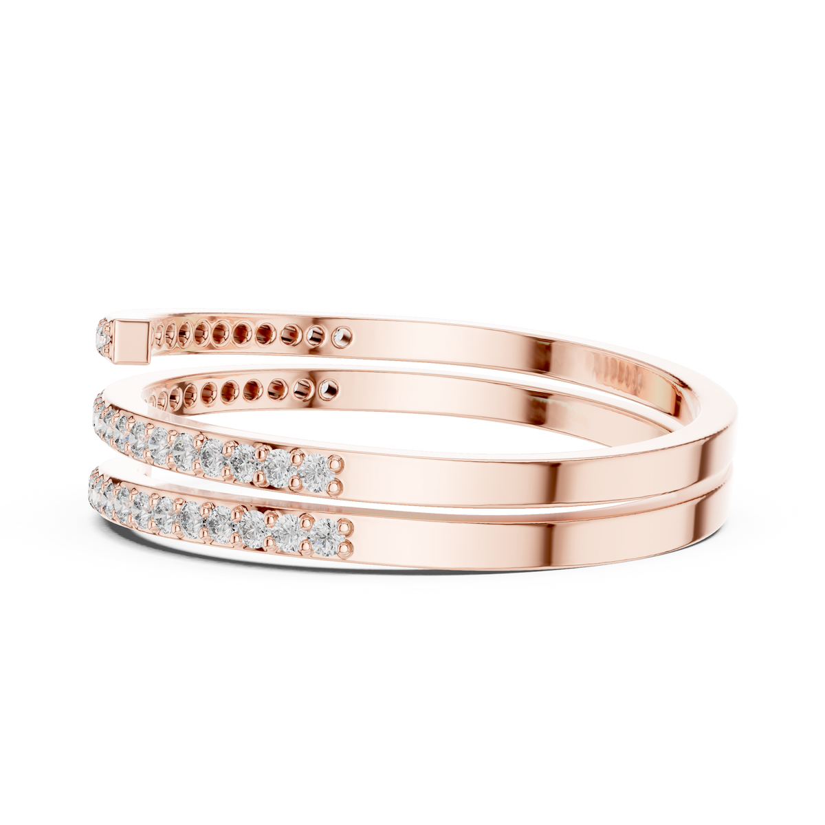 Gold Pave Round Lab Grown Diamond Phexa Ring